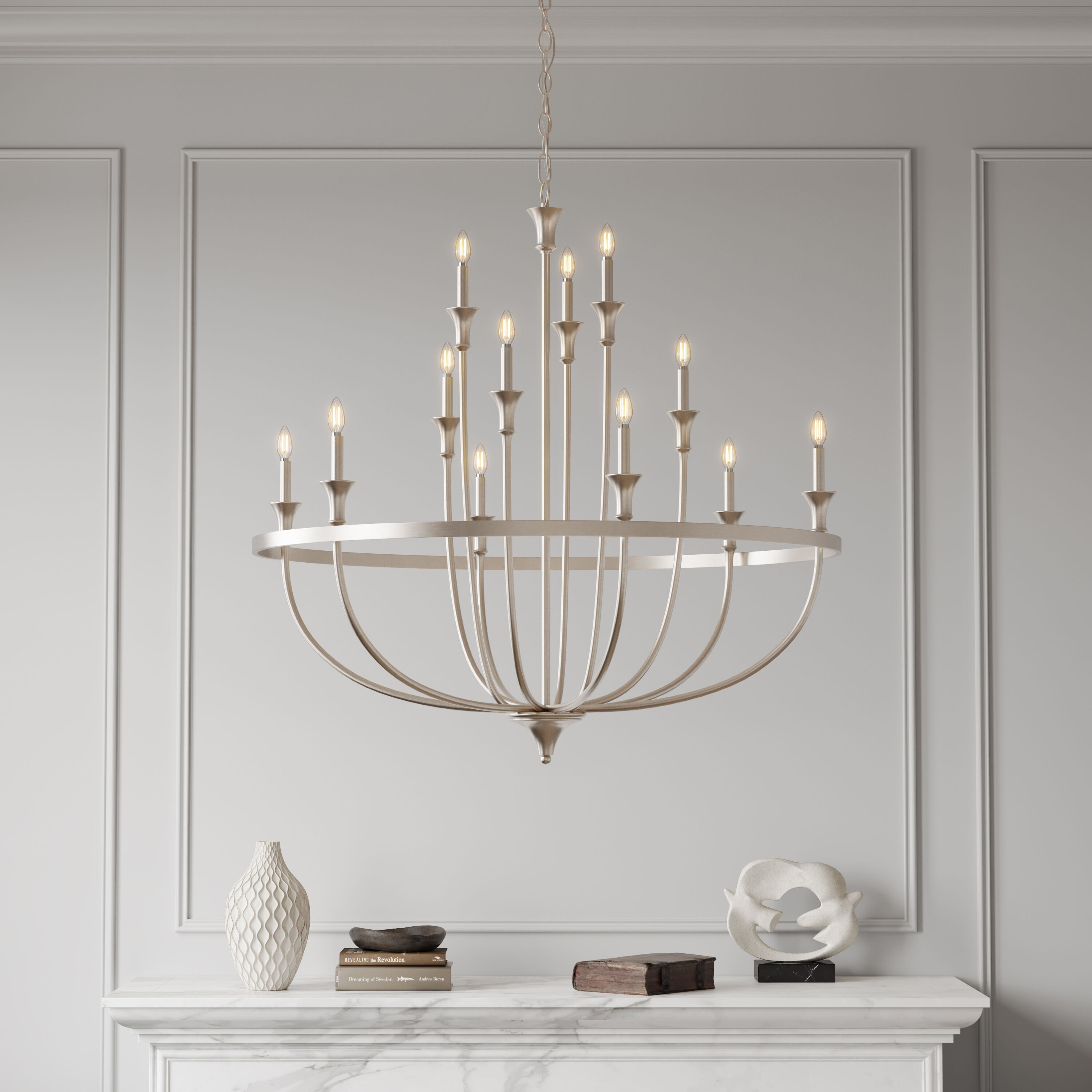 Emery 12 Light 40.2 inch Brushed Nickel Chandelier Ceiling Light
